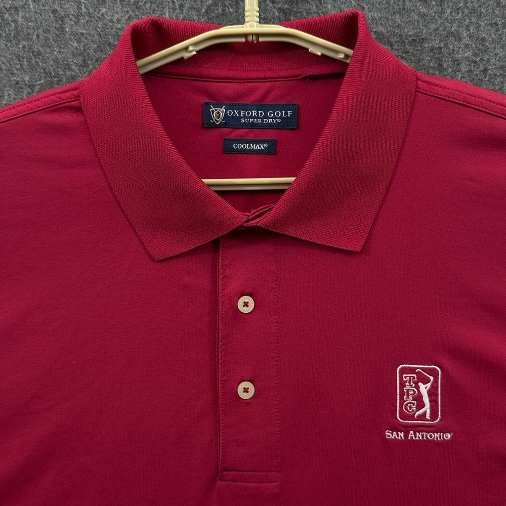 Oxford Golf Polo Shirt Mens XXL Red TPC San Antonio Performance Short Sleeve